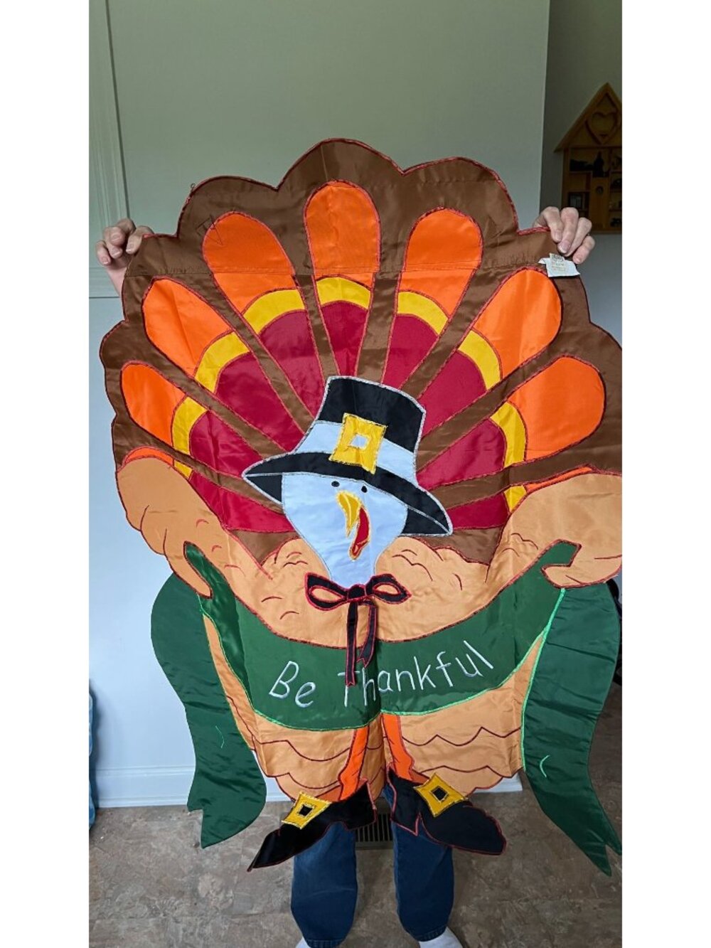 Turkey-Shaped "Be Thankful" Quilted Hanging Decor For Fall - Picture 3 of 3